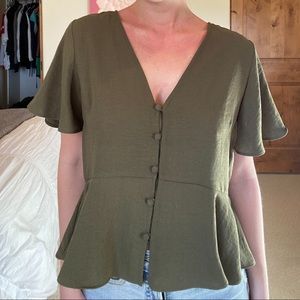 NWT Topshop Green Blouse